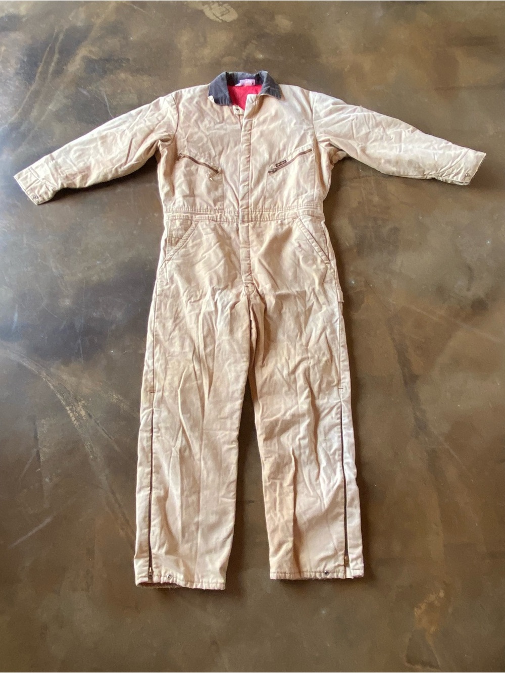 VTG 90s Dickies Faded Duck Canvas Beige Insulated Work Coverall Jumpsuit